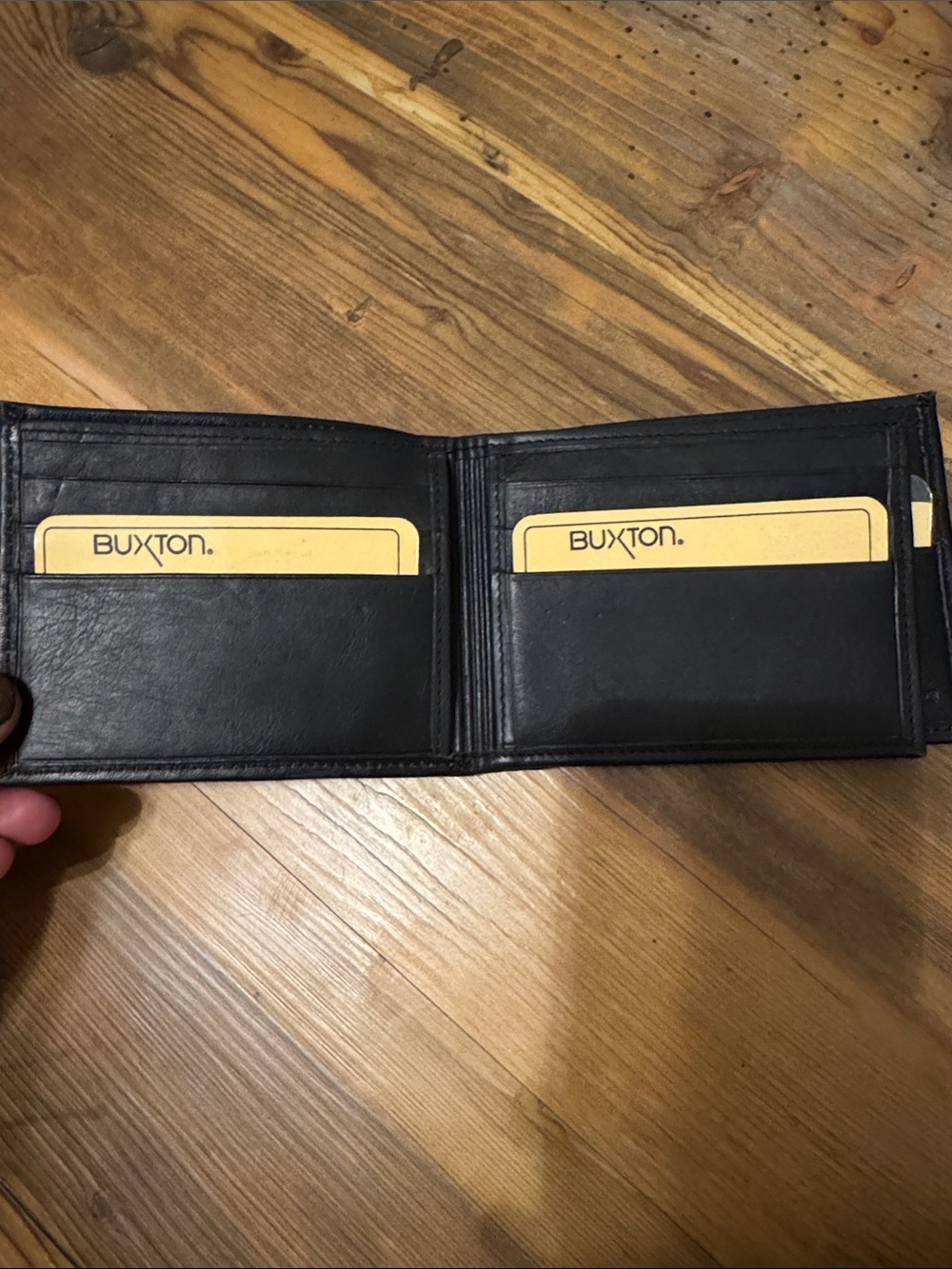 Buxton Black Leather Slim Bi-Fold Card Holder